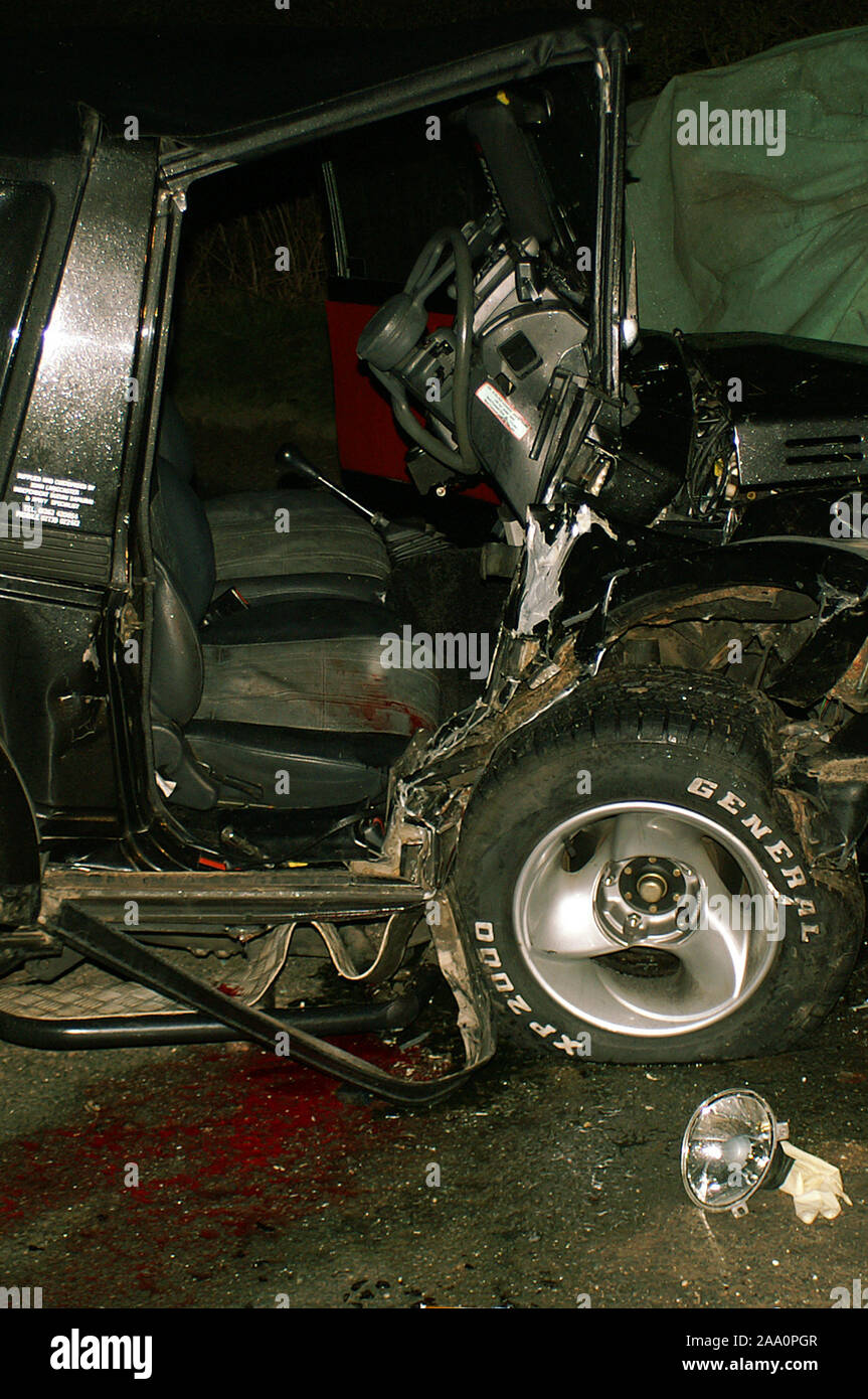 Car crash, elevato impatto collisione Foto Stock
