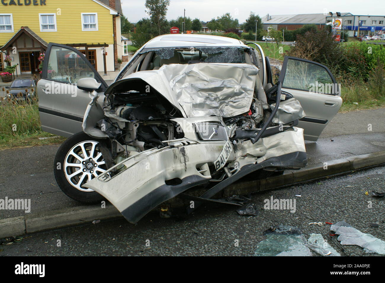 Car crash, elevato impatto collisione Foto Stock