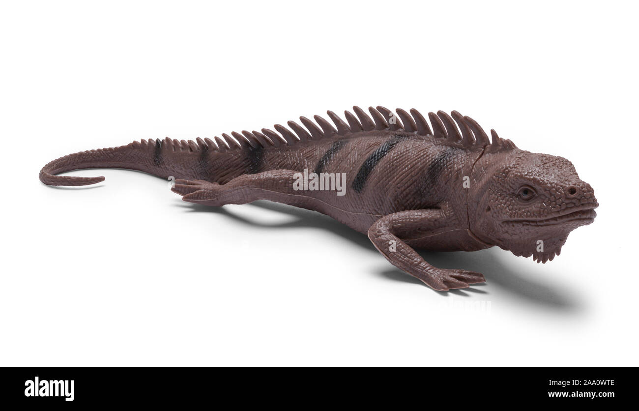 Giocattolo di plastica Lizard isolati su sfondo bianco. Foto Stock