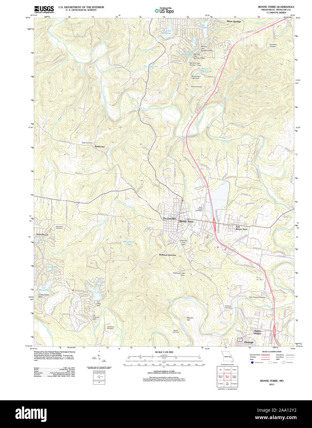 Mappa di bonne terre, missouri immagini e fotografie stock ad alta