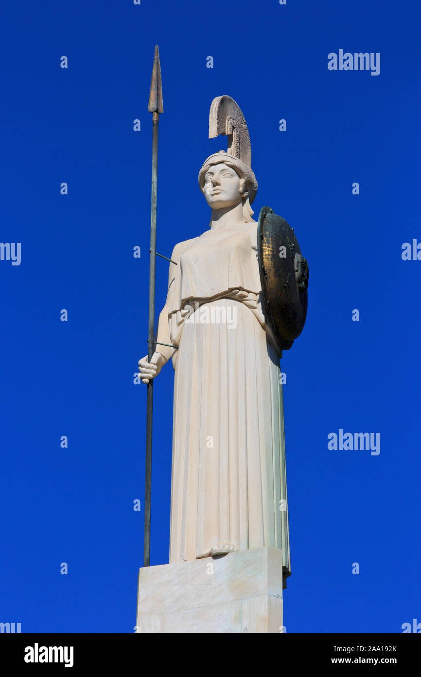 Monumento ad Athena Parthenos (Pallas Athena) in Atene, Grecia Foto Stock