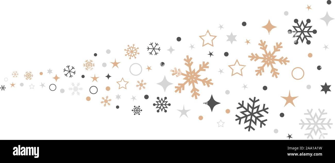 Scheda di Natale con il simbolo del fiocco di neve vettore di confine. Xmas fiocco di neve pattern. Festa di Natale carta. Illustrazione isolato sullo sfondo bianco. Illustrazione Vettoriale