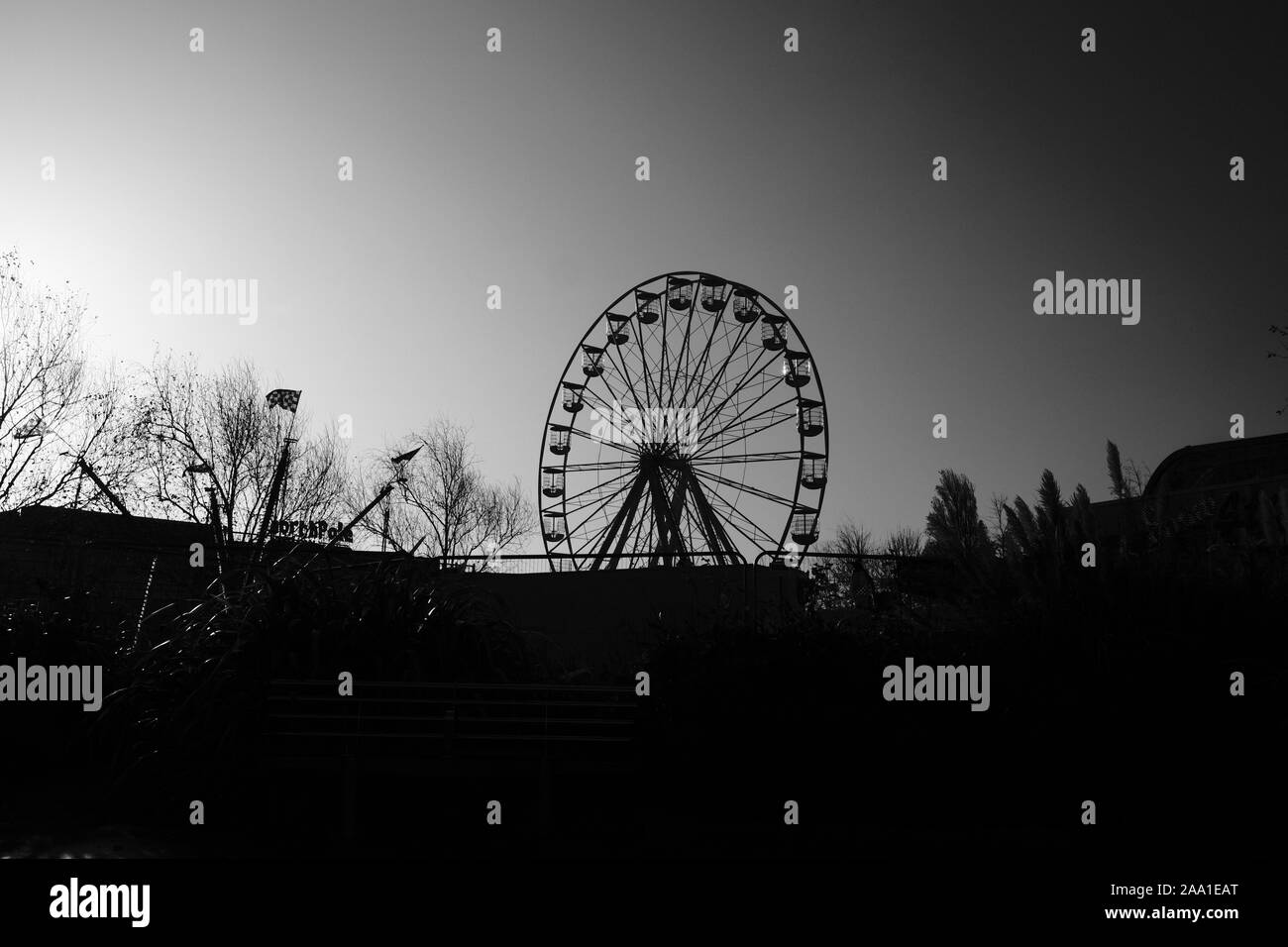 Ruota panoramica nel parco del Museo sul lungomare di Swansea Foto Stock