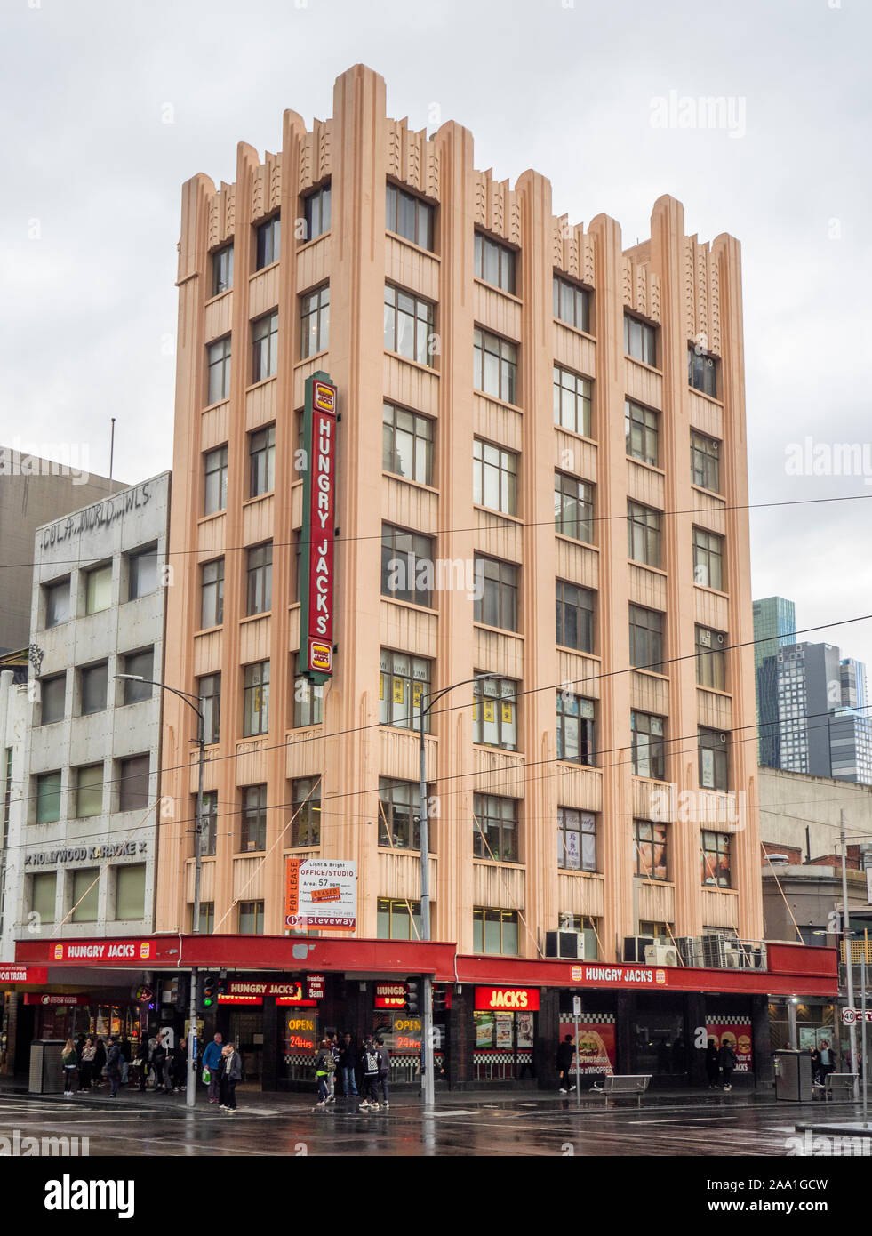 Hungry Jacks hamburger ristorante su Russell Street e Bourke St Melbourne Victoria Australia Foto Stock