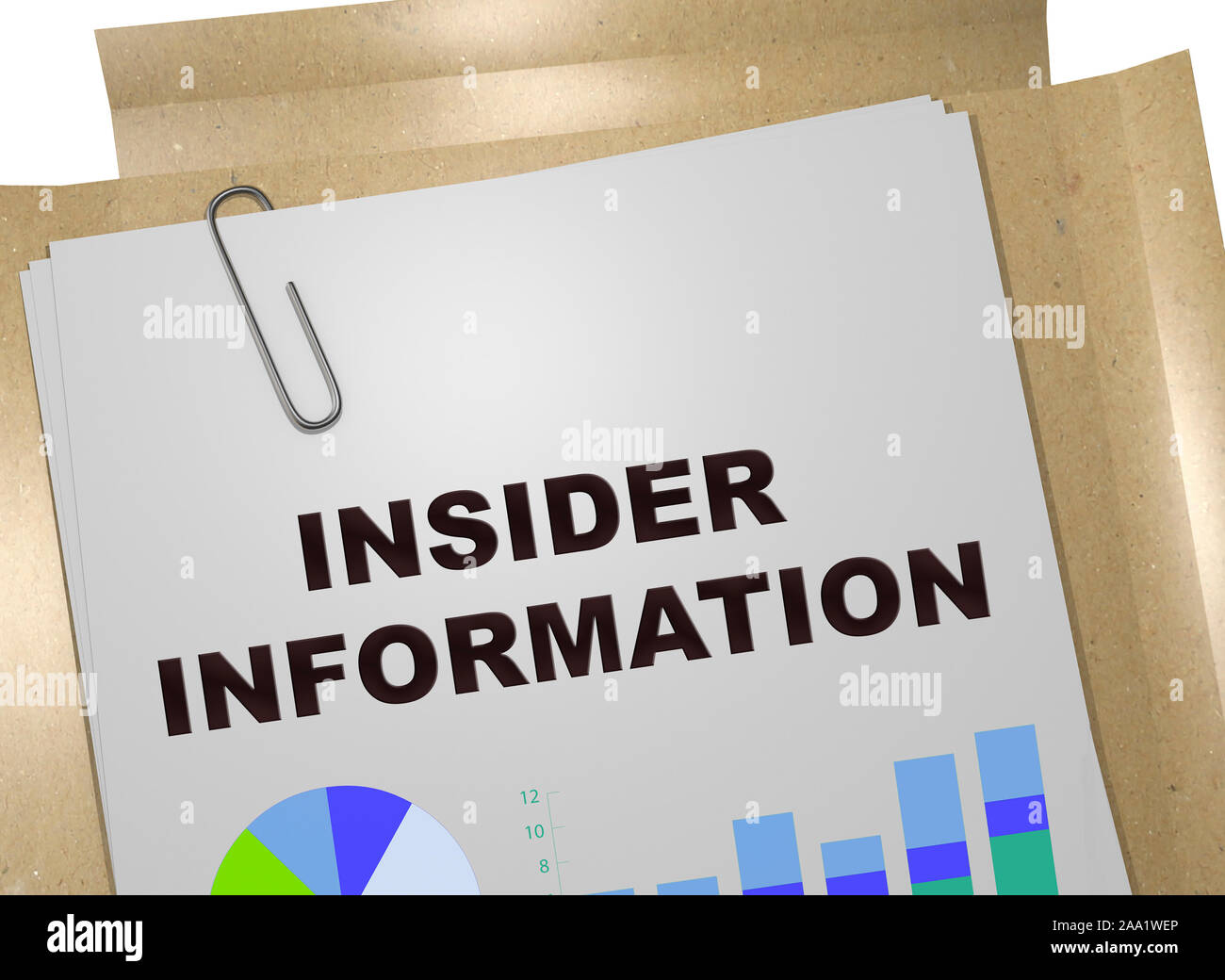 3D illustrazione di informazioni privilegiate titolo sul documento aziendale Foto Stock