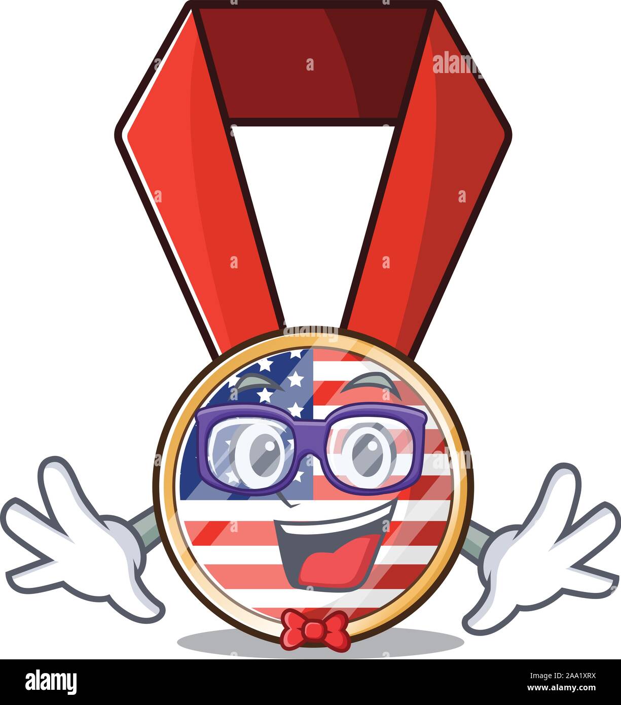 Il Mascot usa medaglia nel carattere geek Illustrazione Vettoriale