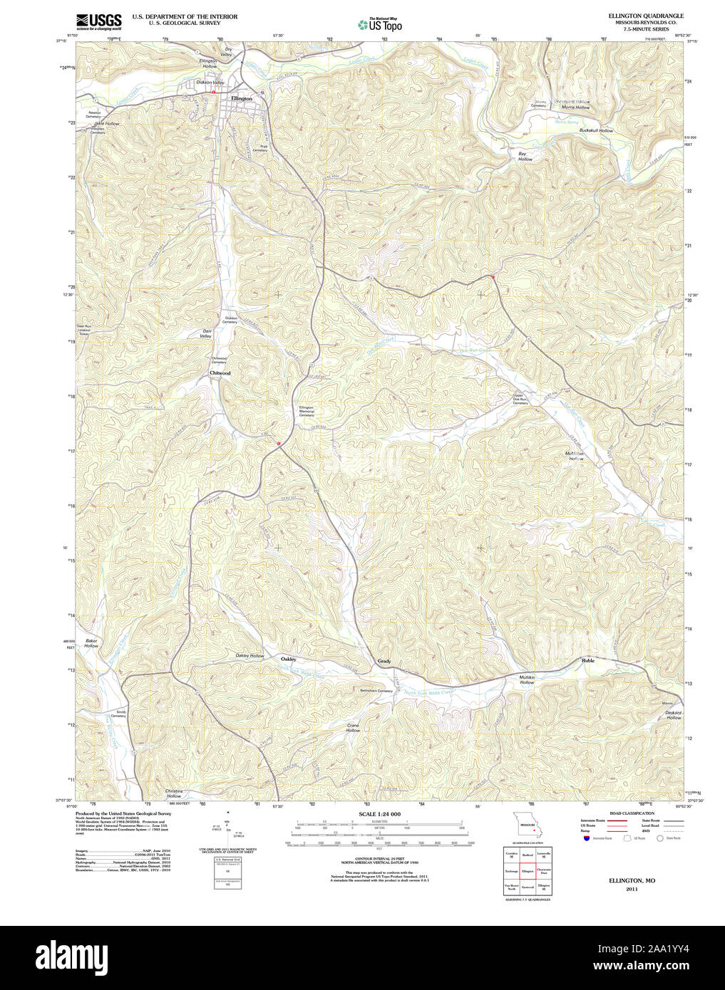 Mappa di ellington, missouri immagini e fotografie stock ad alta