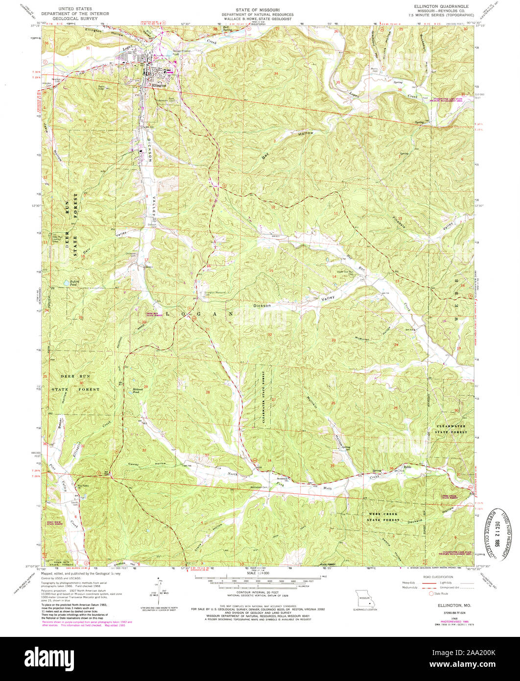 Mappa di ellington, missouri immagini e fotografie stock ad alta