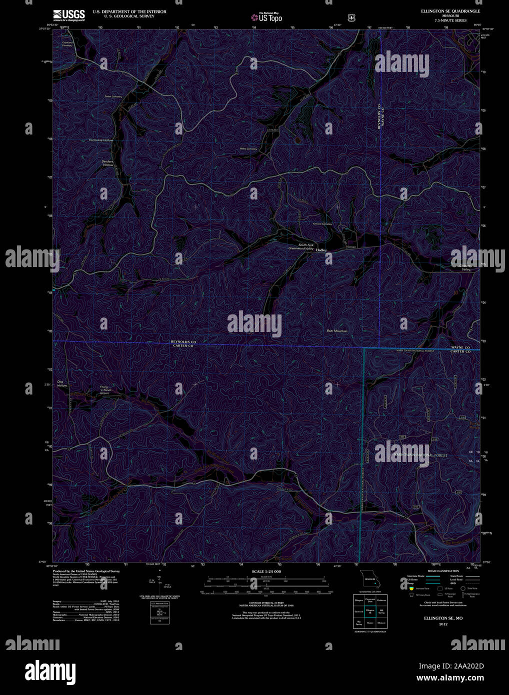 Mappa di ellington, missouri immagini e fotografie stock ad alta
