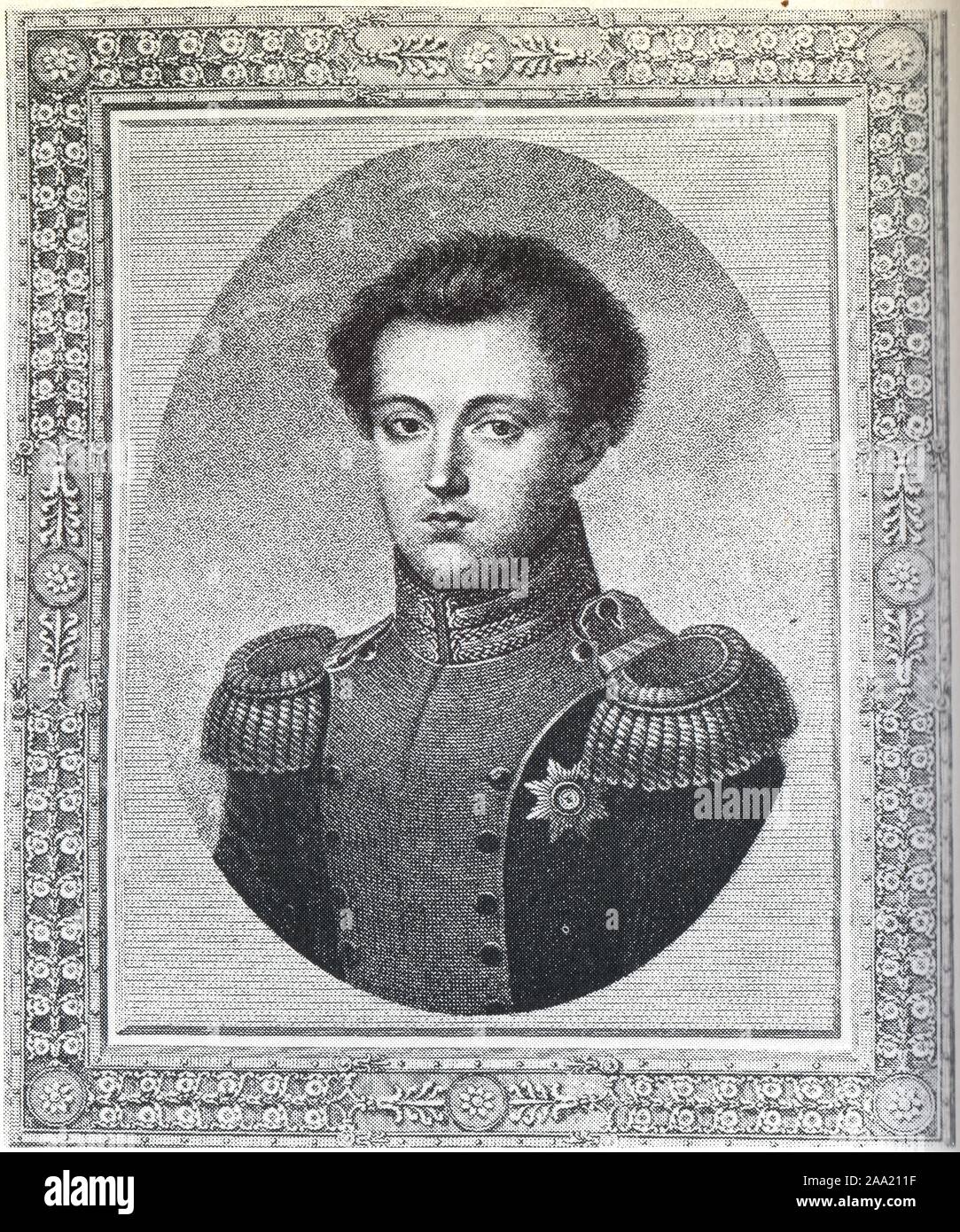 Le Grand-duc Nicolas, frère d'Alexandre Ier. D'après une gravure de l'époque Foto Stock