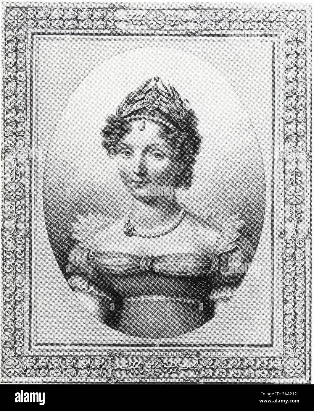 L'impératrice Elizabeth. Gravure de Mécou d'après H.Benner Foto Stock
