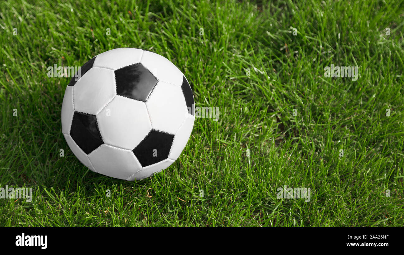 Il calcio o il calcio palla a terra. Spazio per il testo sul lato destro dell'immagine Foto Stock