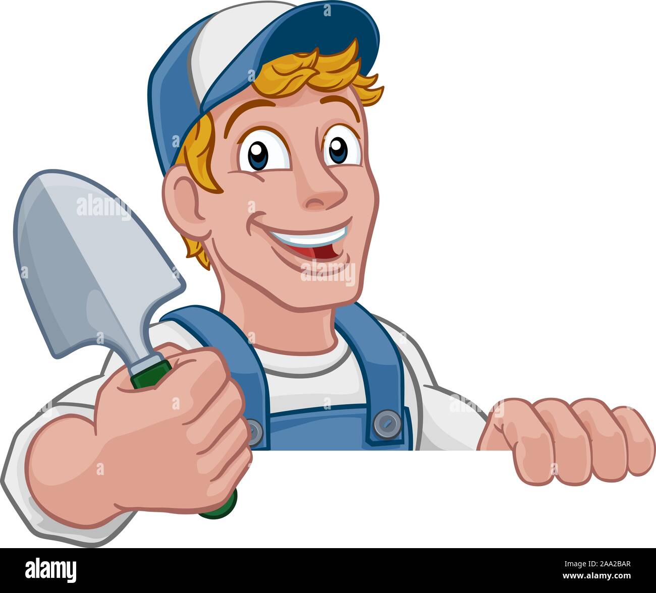 Giardiniere Cartoon Giardino vanga tuttofare Agricoltore Illustrazione Vettoriale