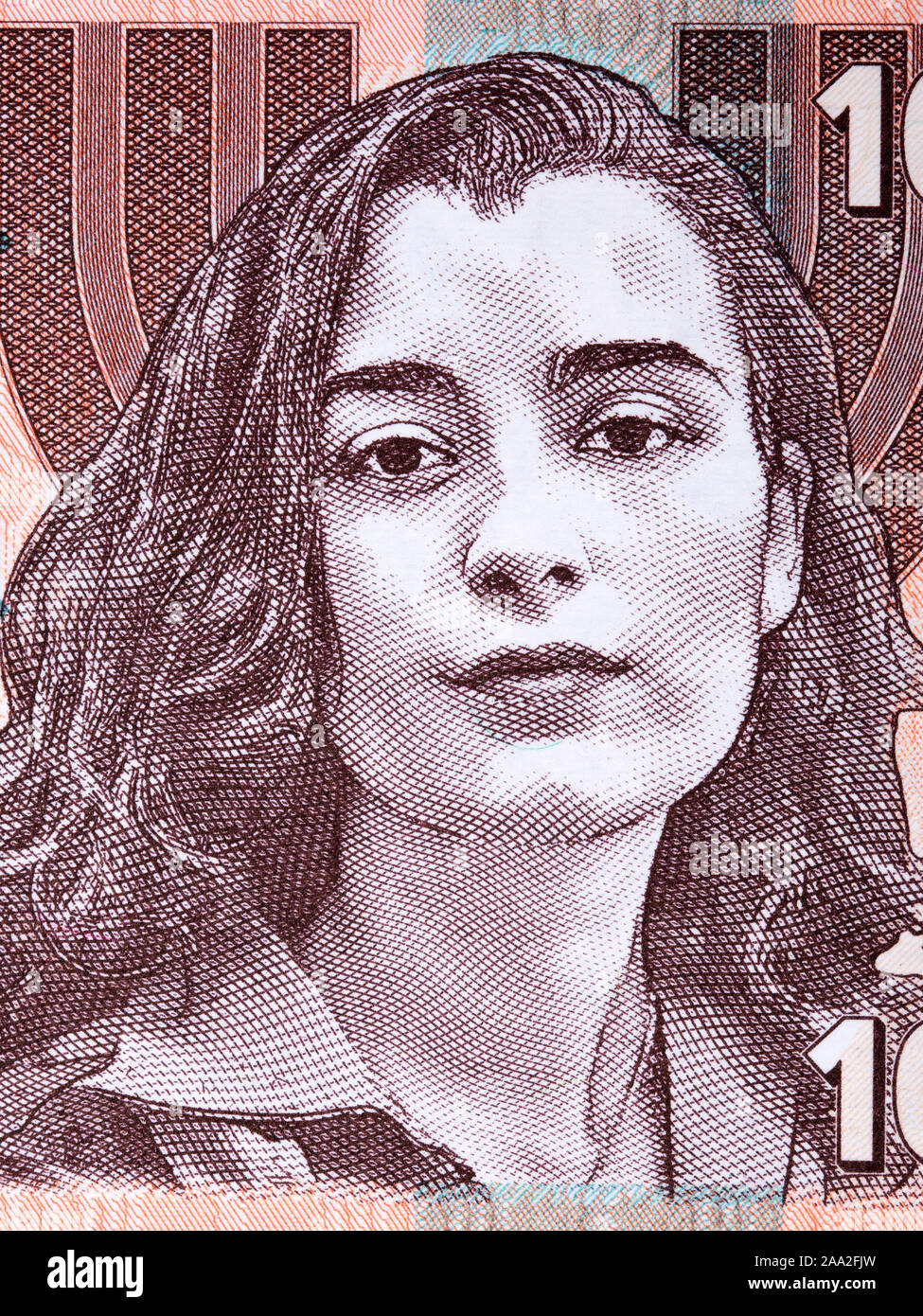 Ziva David un ritratto dal collettore israeliano la banconota Foto Stock