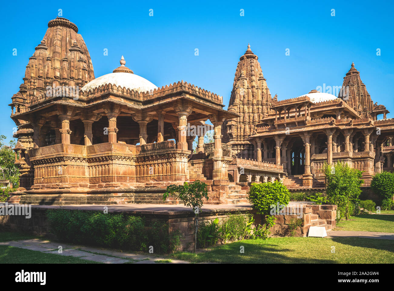 I templi di Mandore Garden vicino città blu, Jodhpur, India Foto Stock
