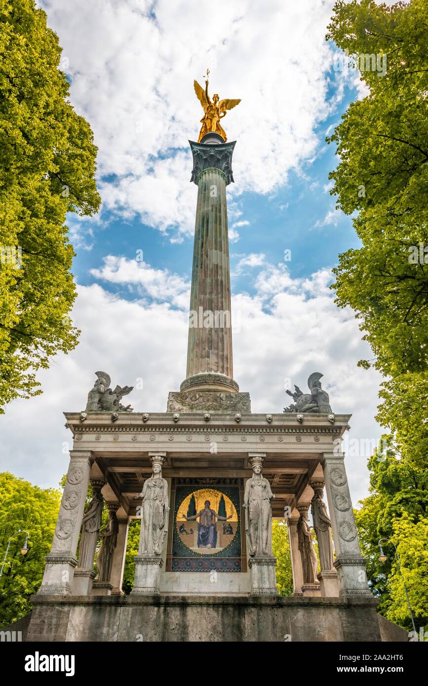 Angelo della Pace al Maximiliansanlagen, Monaco di Baviera, Baviera, Baviera, Germania Foto Stock