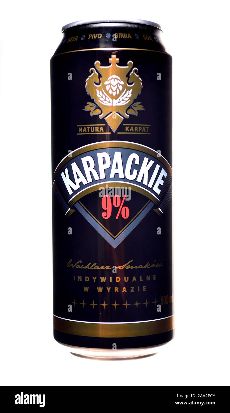 Lucidare la birra può - Karpackie 9% Foto Stock