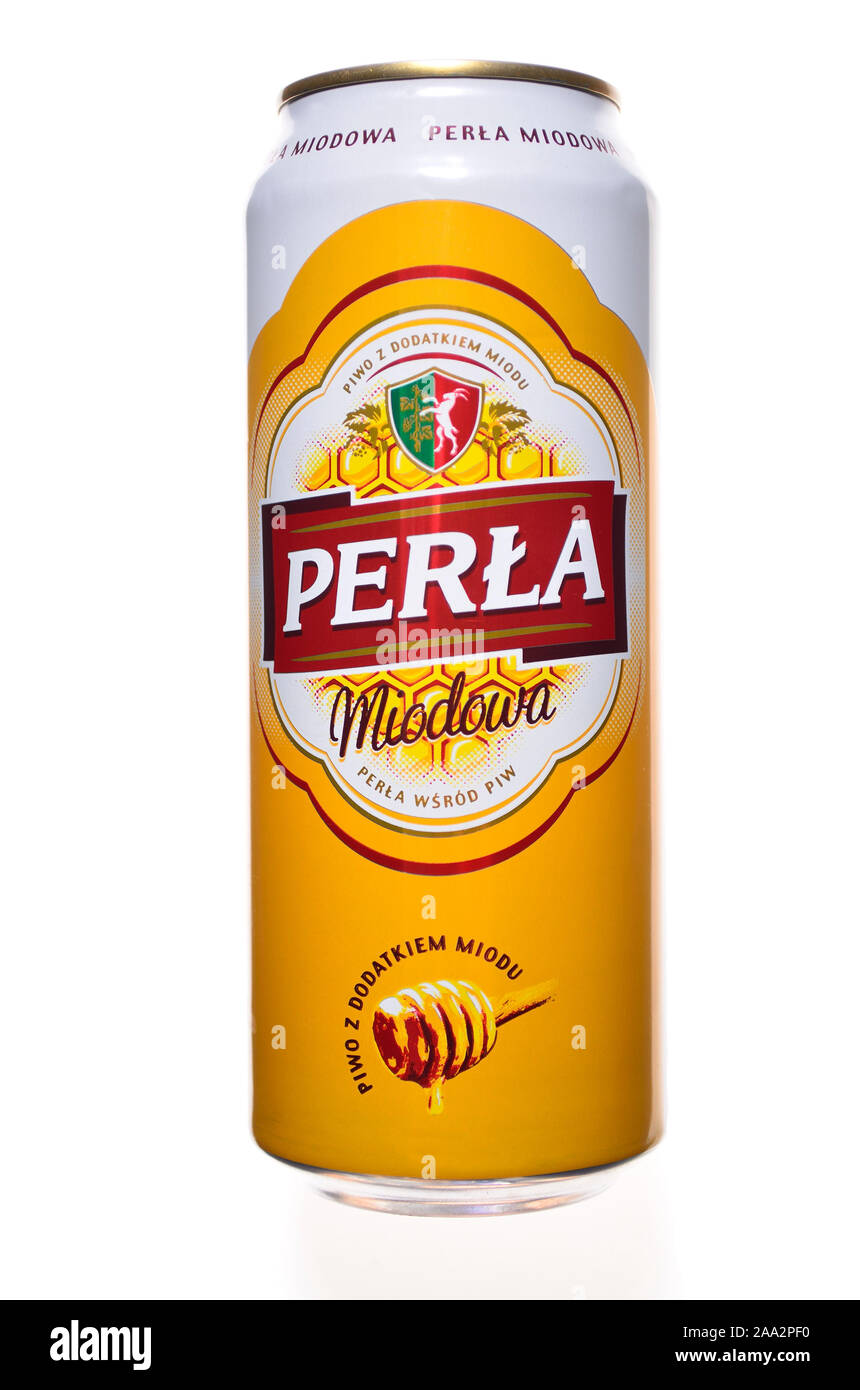 Lucidare la birra può - Perla "miele" lager Foto Stock