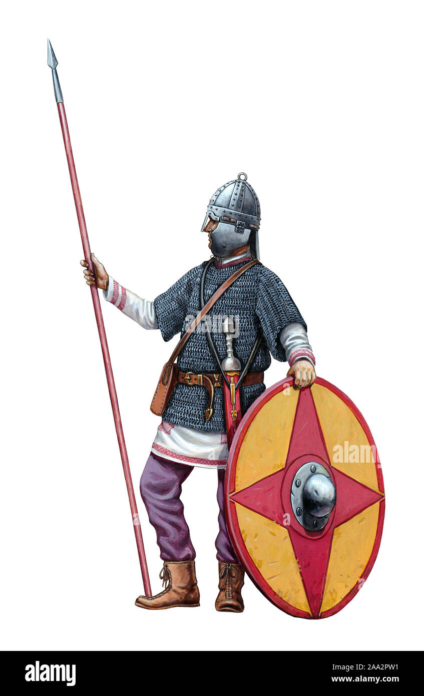 Fine soldato romano. Legionario romano illustrazione. Foto Stock
