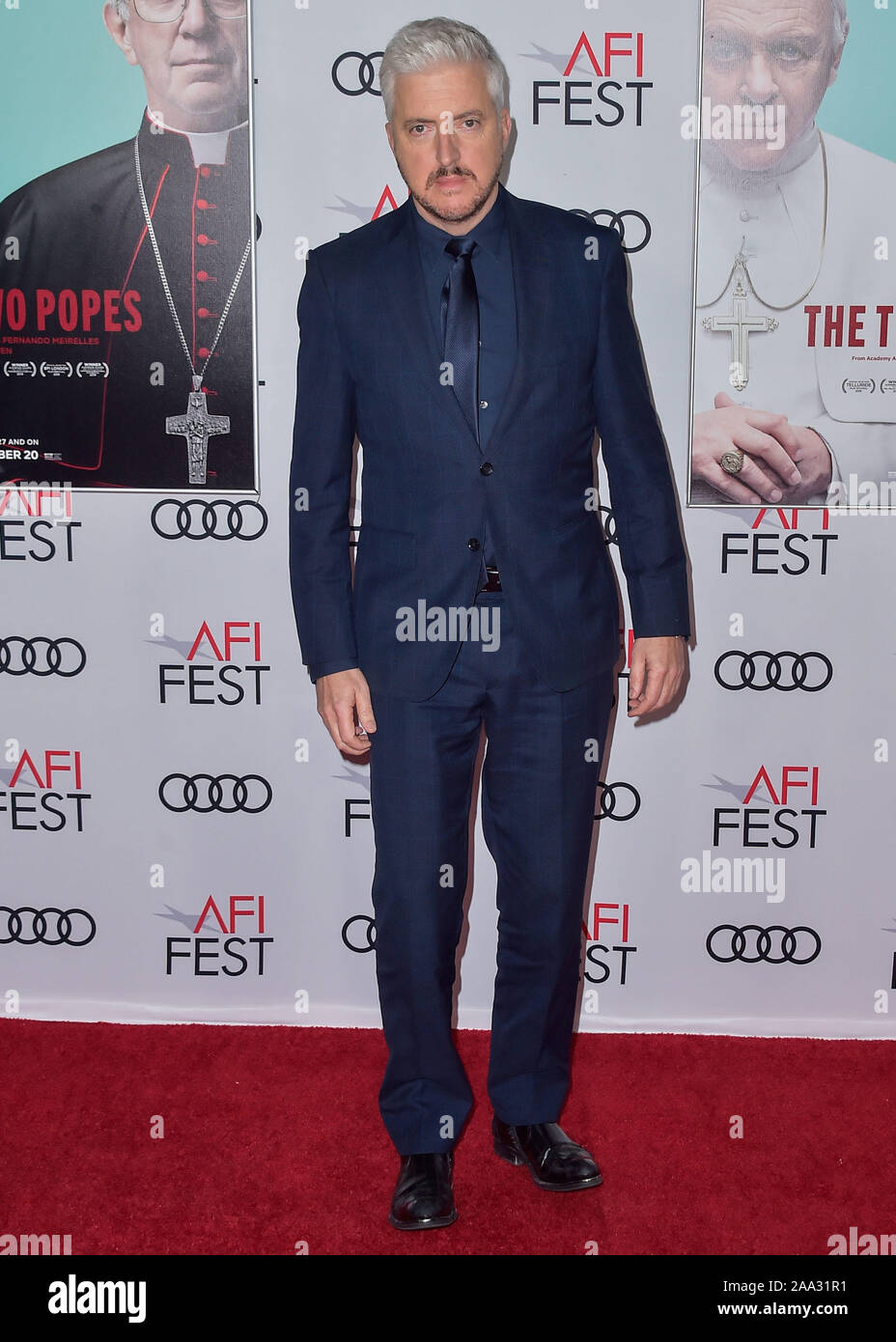 Hollywood, Stati Uniti. Xviii Nov, 2019. HOLLYWOOD e LOS ANGELES, CALIFORNIA, STATI UNITI D'America - 18 novembre: Anthony McCarten arriva all'AFI FEST 2019 - Premiere di Netflix 'i due papi" tenutasi presso la leva TCL Chinese Theatre IMAX su Novembre 18, 2019 a Hollywood e Los Angeles, California, Stati Uniti. ( Credito: Image Press Agency/Alamy Live News Foto Stock