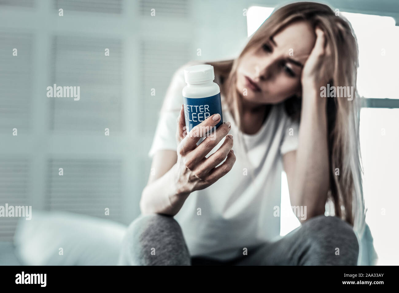 Messa a fuoco selettiva delle pillole per dormire meglio Foto Stock