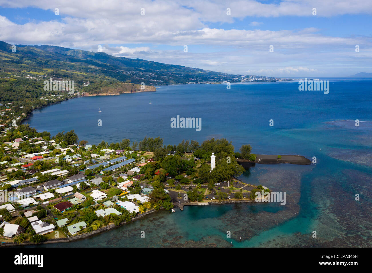 Vista aerea del punto Venus, Tahiti, Polinesia Francese Foto Stock