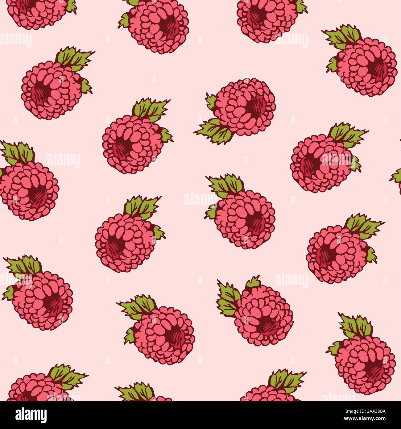 Lampone seamless disegno vettoriale, colorato berry isolato su sfondo chiaro, frutti sullo sfondo Illustrazione Vettoriale