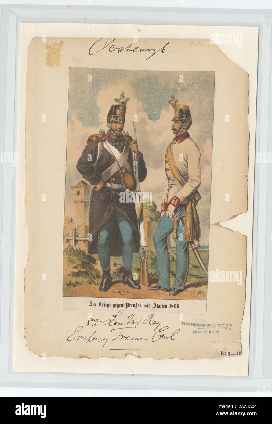 Proprietà : Il fondo a pettine 12.02 52nd ungherese Reggimento di Fanteria, 1866 (anon. 52Nd Inf); 52-e Ungar. Inf. Reg. Erzherzog Franz; Im Kriege gegen Preussen und Italien 1866. Foto Stock