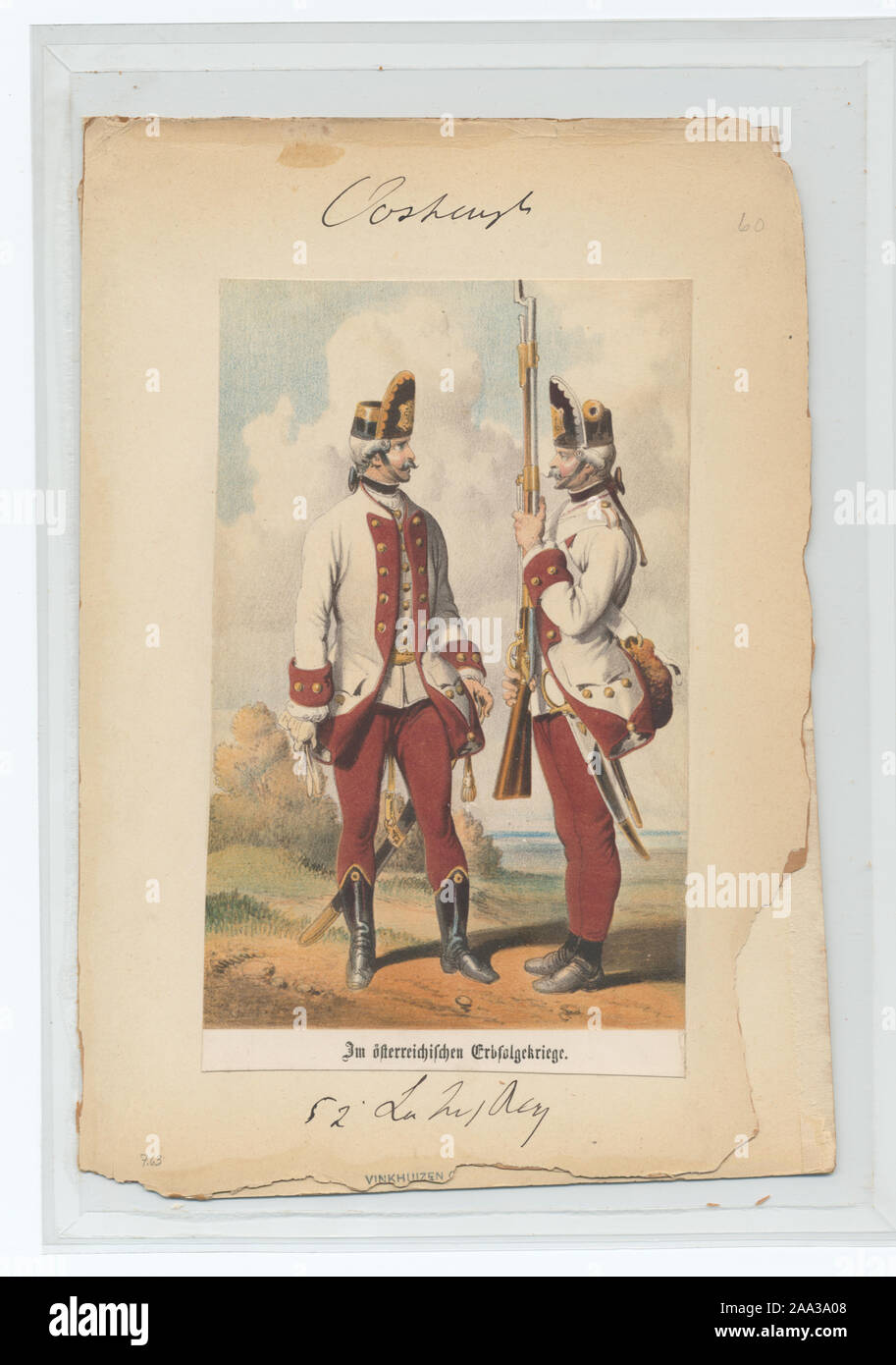 Proprietà : Fondo a pettine 52nd ungherese Reggimento di Fanteria Karolyi, 1767 (52nd INF); 52 Ungarisches Infanterie reg. (Im österreichischen Erbfolgenkriege). Foto Stock