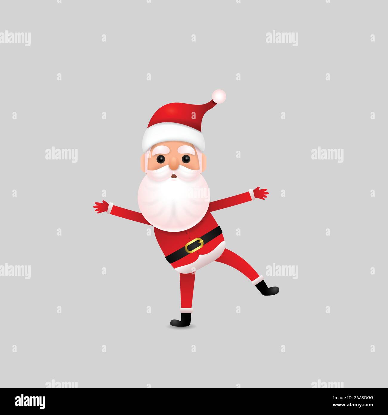 Funny happy Santa Claus personaggio sullo sfondo. Buon Natale e Felice Anno Nuovo. Messaggio di saluto festivo card. Lo stile di vita e i concetti di vacanza.desi vettore Illustrazione Vettoriale