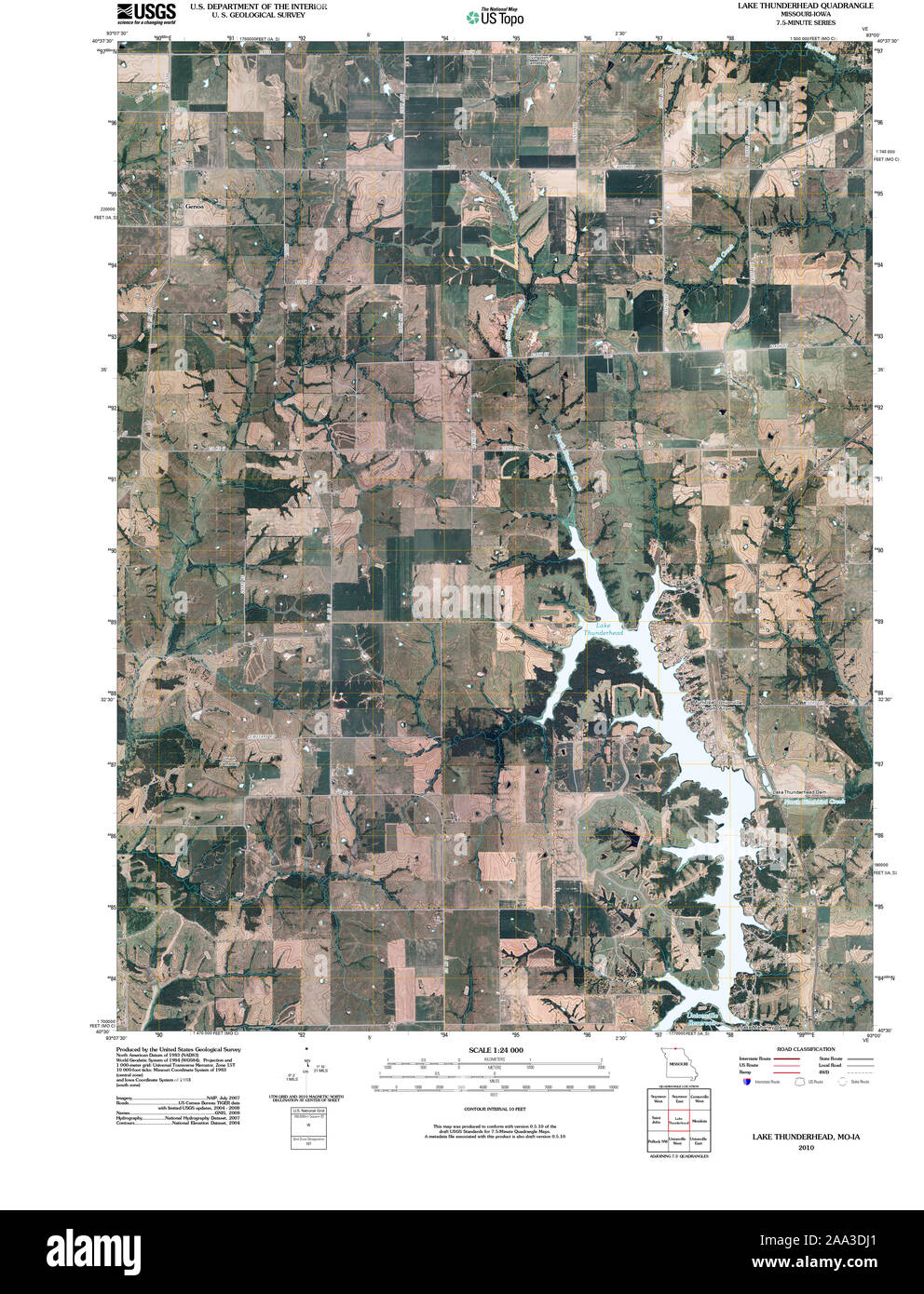 USGS TOPO Map Missouri MO Lago Thunderhead 20100429 TM il restauro Foto Stock