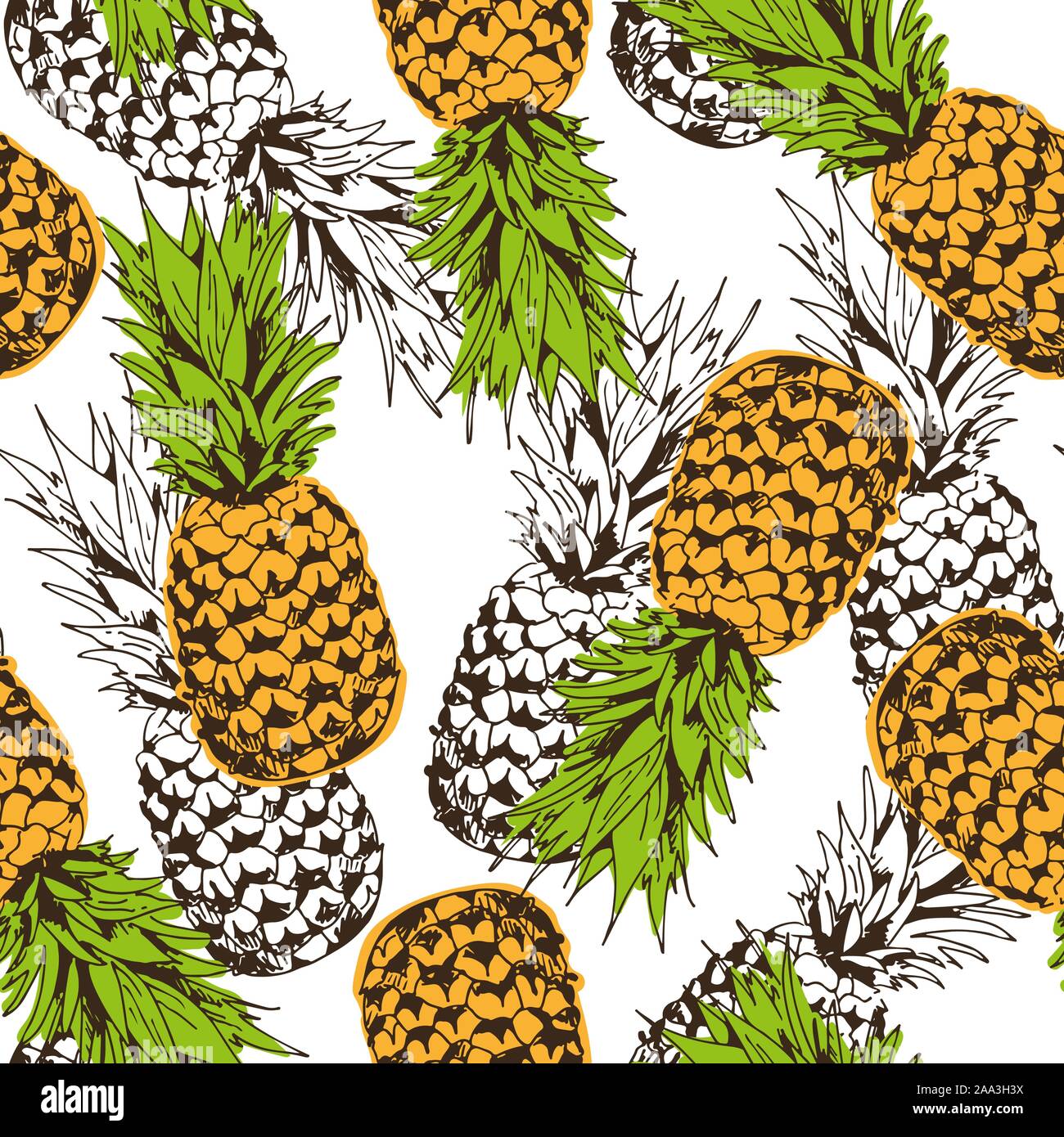 Vettore di ananas seamless pattern, sfondo tropicale Illustrazione Vettoriale