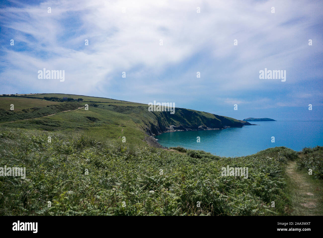 Il paesaggio costiero, Mwnt beach, Cardigan Bay, Ceredigion, Wales, Regno Unito Foto Stock