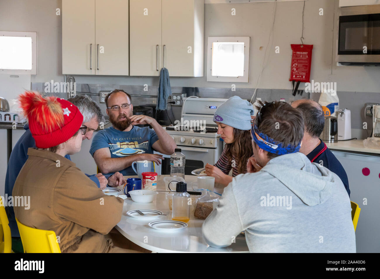 Hanksville, Utah - i ricercatori simulare vivere su Marte alla Mars Desert Research Station. " Spedizione " boomerang australiani hanno portato i ricercatori a t Foto Stock