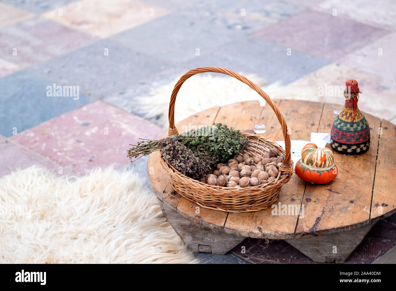 Mercato di bio prodotti agricoli provenienti da Albania Foto Stock