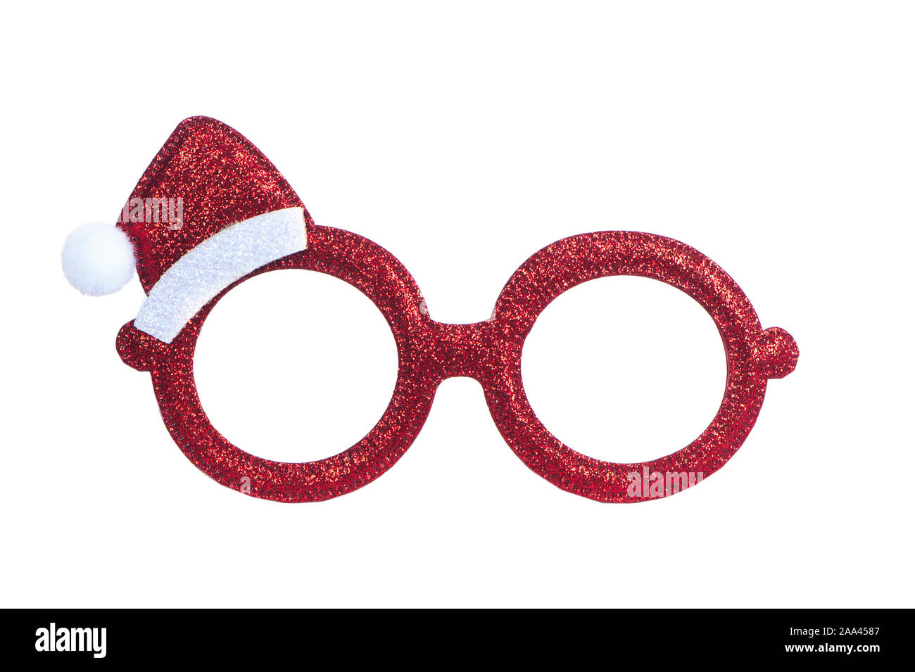 Occhiali buffi red nuovo anno di vetri isolati su bianco, elemento decorativo, clipart Foto Stock