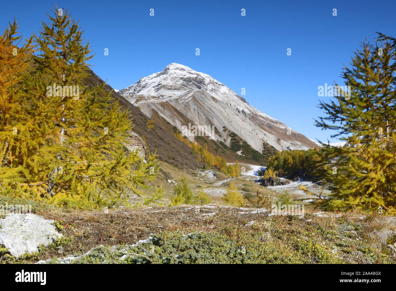 Herbststimmung am Berninapass Foto Stock