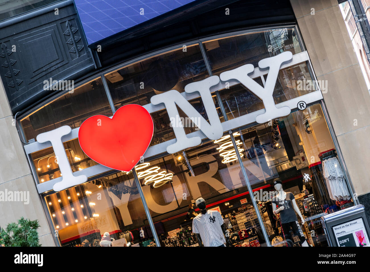 Io amo New York Gift shop segno, Times Square Manhattan, New York, Stati Uniti d'America Foto Stock