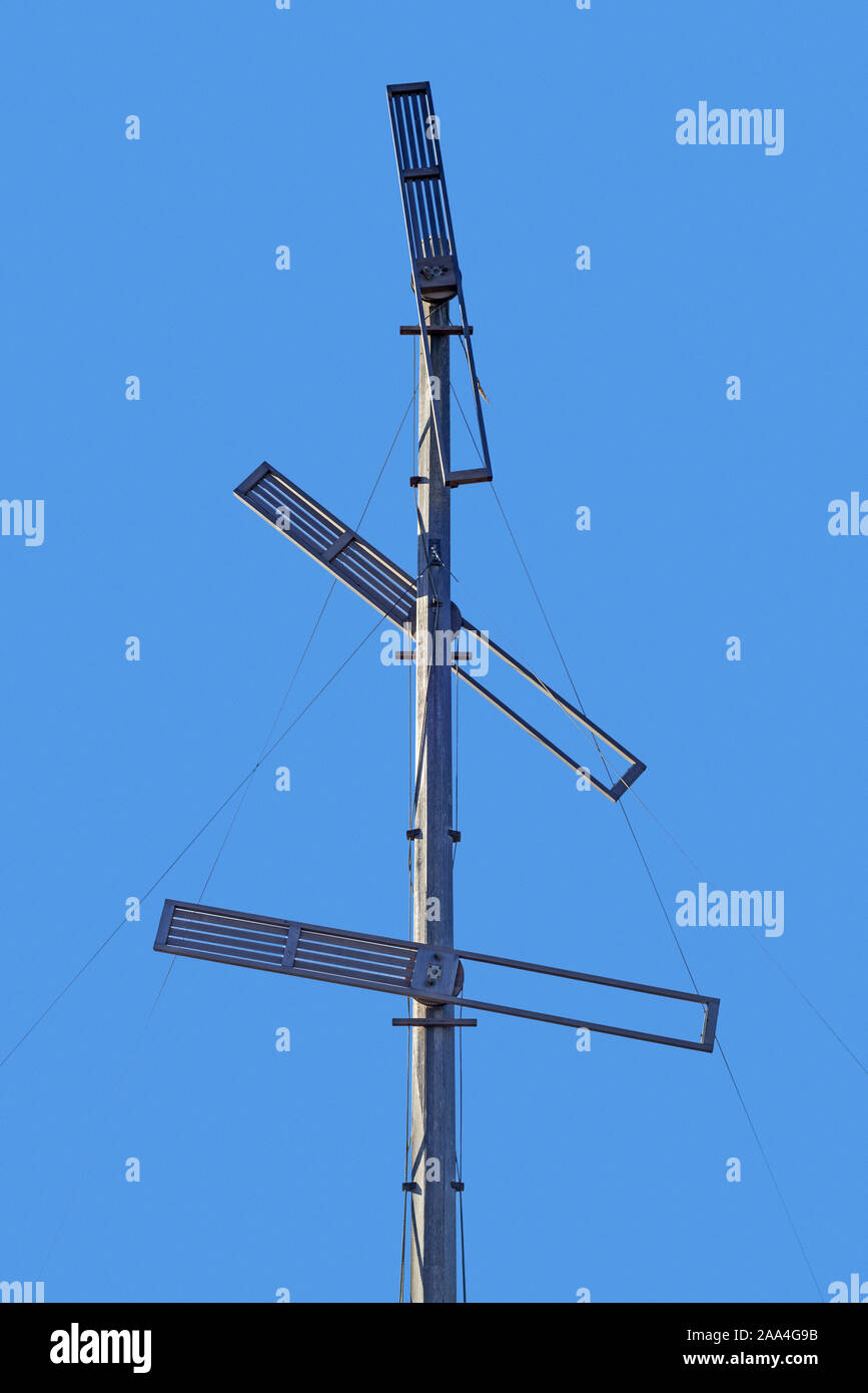 Il francese del XIX secolo telegrafo ottico / semaforo telegraph, tipo 1806 per il trasporto di informazioni testuali utilizzando imperniata bracci indicatori Foto Stock