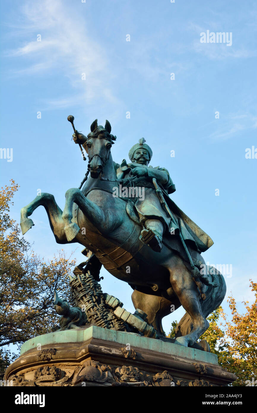 Statua equestre del re Giovanni il 3° ( Krolowi Janowi III ), Gdansk. Polonia Foto Stock