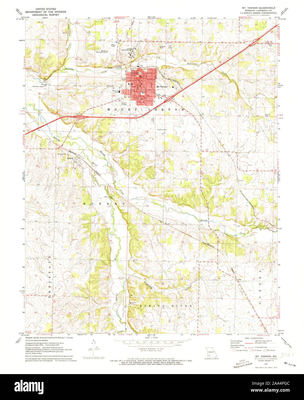 Mappa del monte vernon, missouri immagini e fotografie stock ad alta
