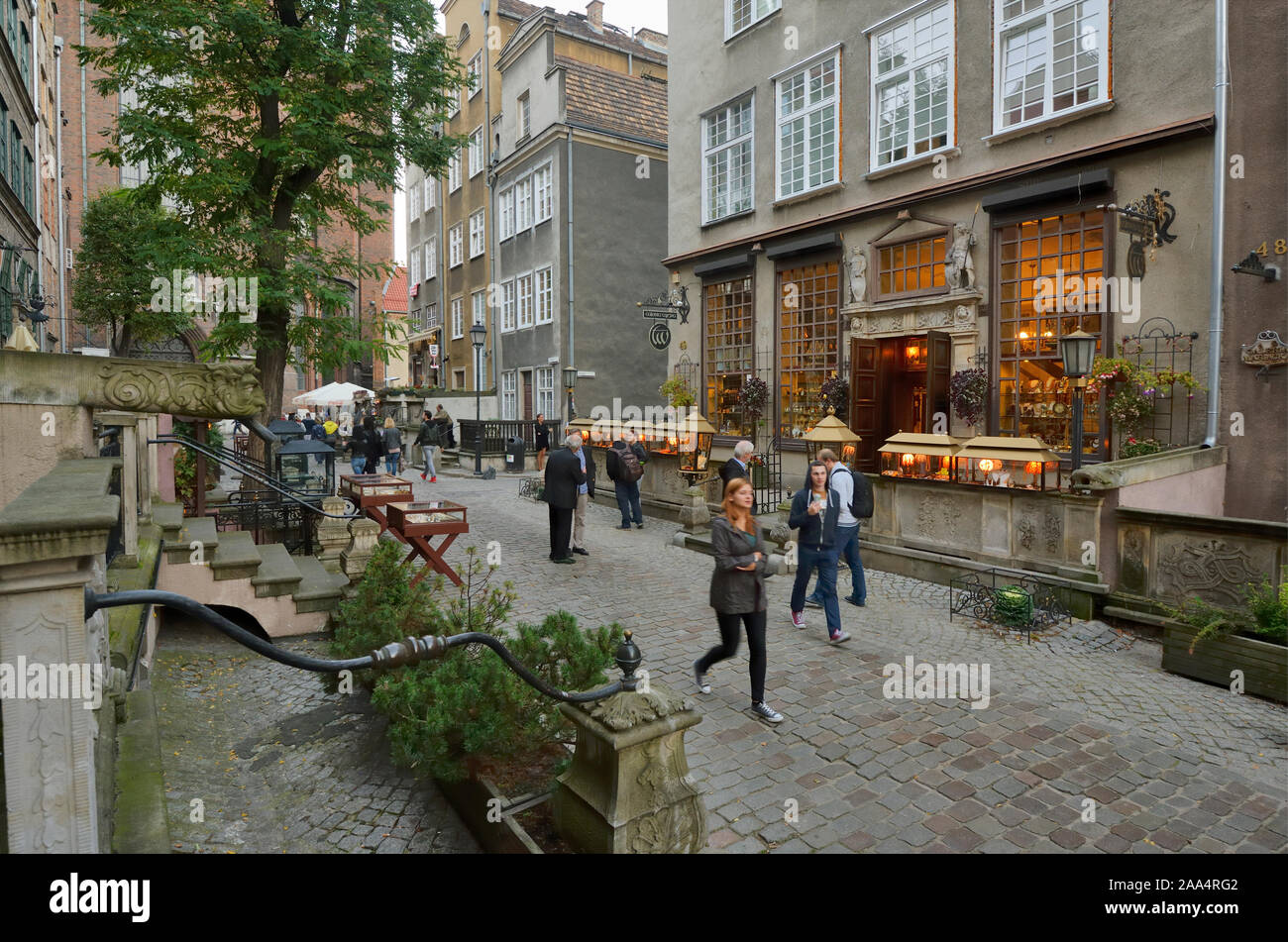 Mariacka Street con negozi di ambra. Gdansk, Polonia Foto Stock