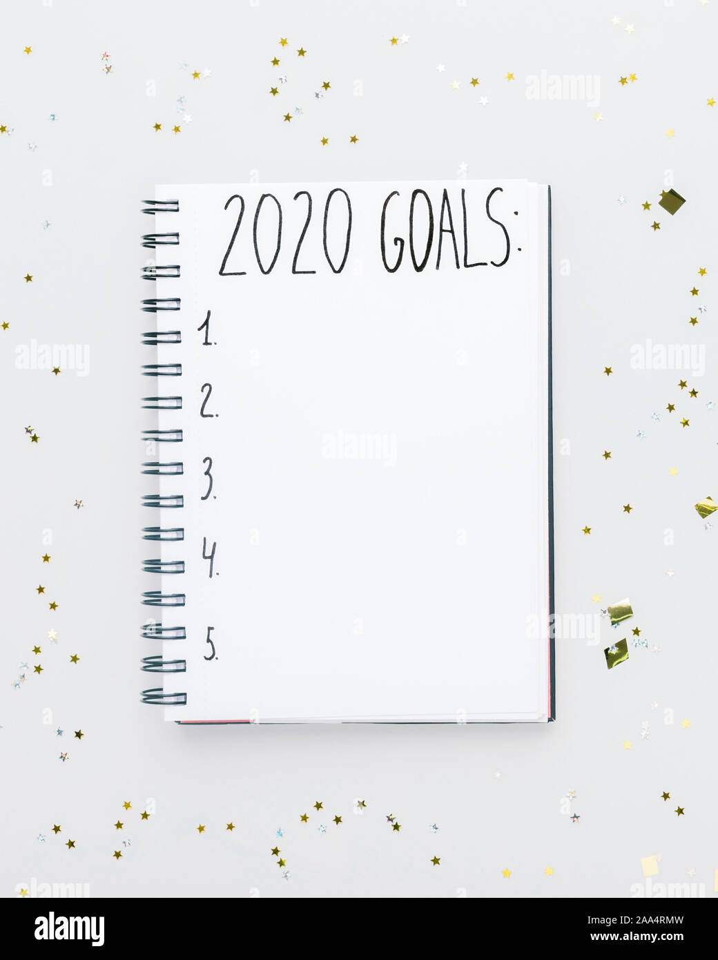 Felice Anno Nuovo 2020 Elenco degli obiettivi per i notebook Foto Stock