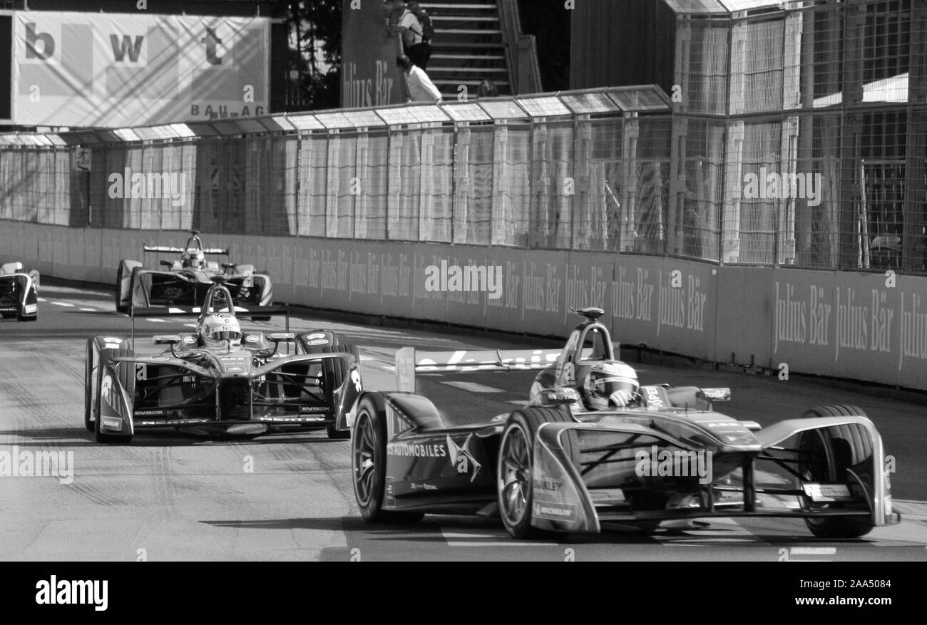 Formula di ABB-E gara in Zürich-City: la prima gara in quanto 64 anni in Svizzera stimola a zero emissioni technology Foto Stock