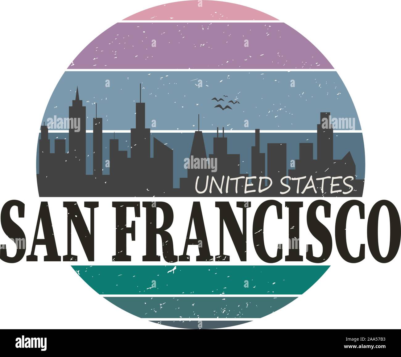 San Francisco simbolo t-shirt o stampa logo segno Illustrazione Vettoriale