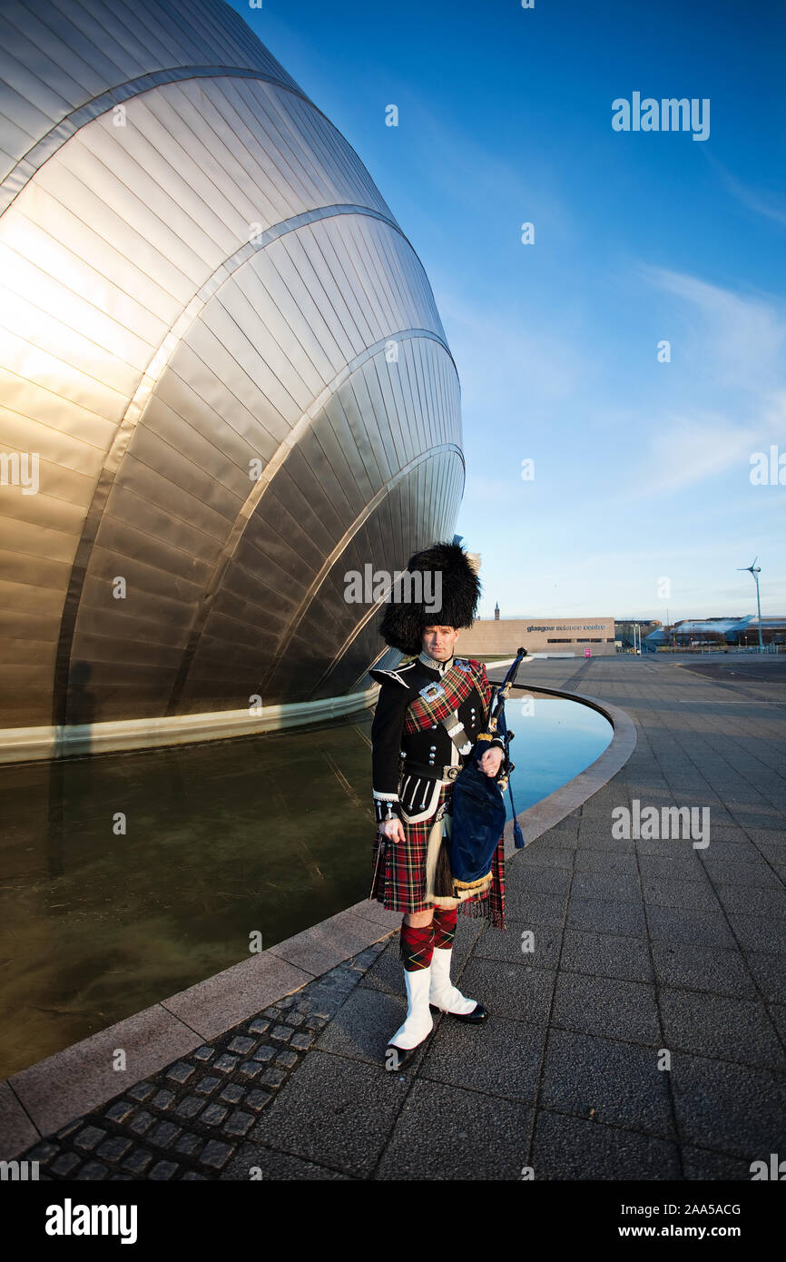 Highland Scottish Piper Foto Stock
