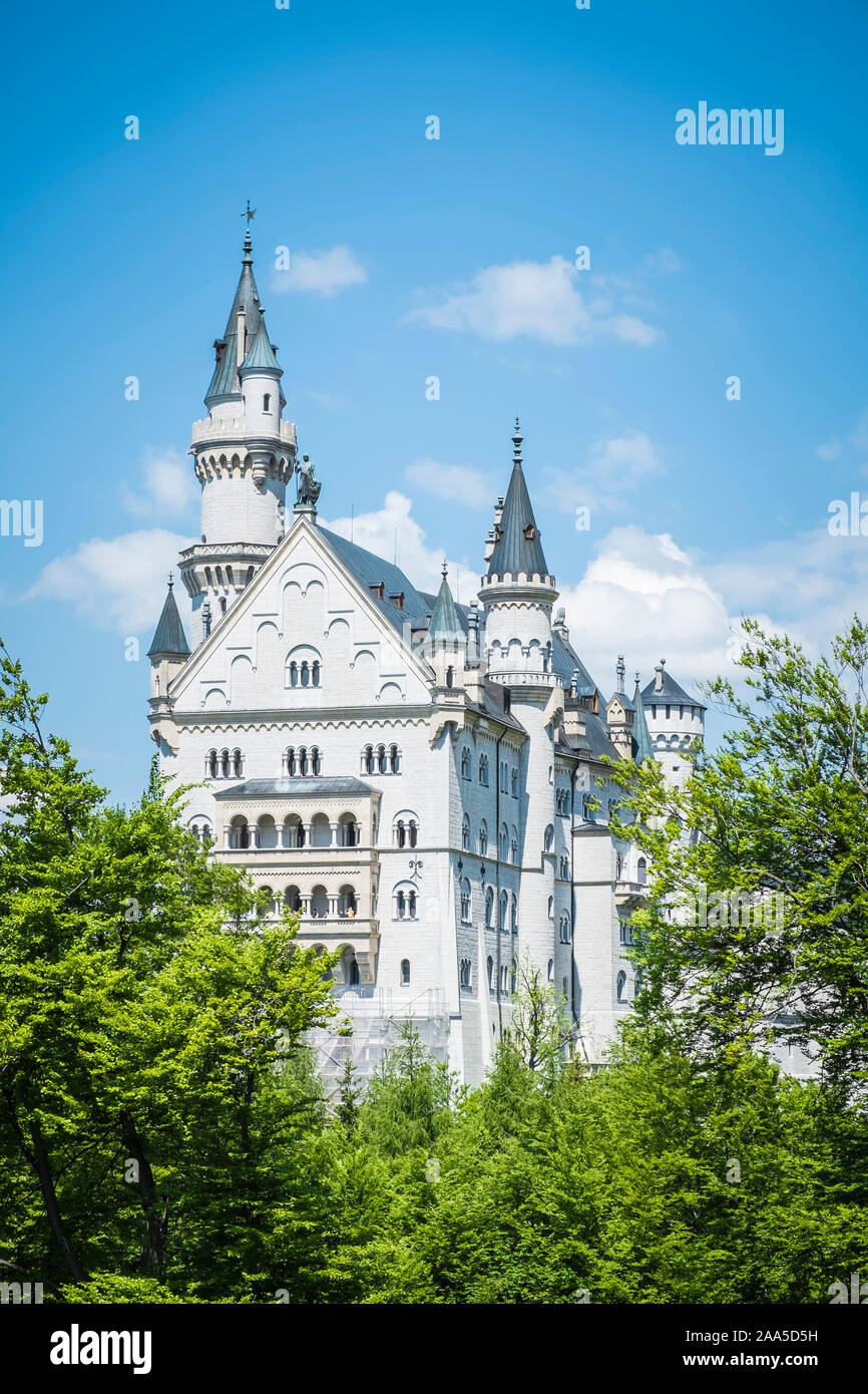 Wunderschoene Das Schloss Neuschwanstein in Bayern, Deutschland Foto Stock