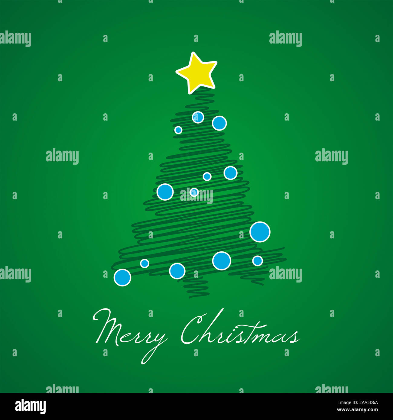 Eine gruene Weihnachtskarte Mit einem Tannenbaum und den Worten 'Buon Natale" Foto Stock