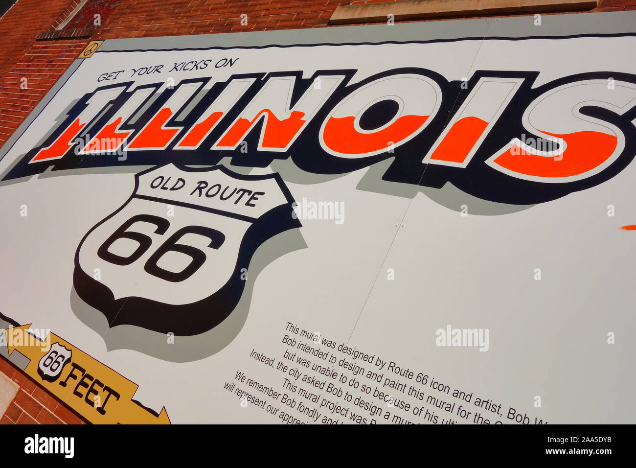 Route 66 murale in Pontiac Illinois Foto Stock