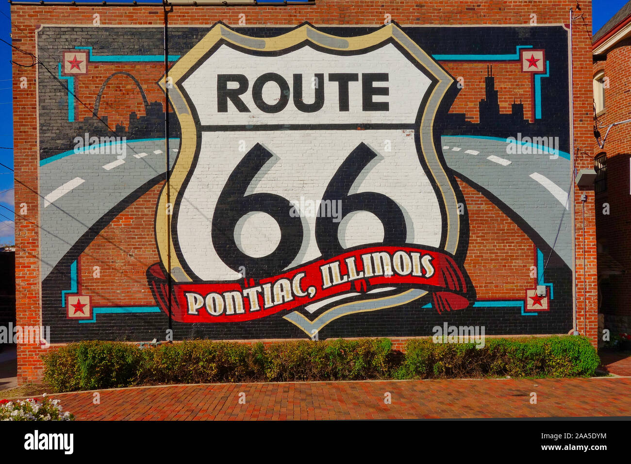 Famoso murale sulla Route 66 museum in Pontiac Illinois Foto Stock